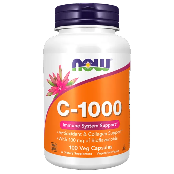 Vitamina C Now Foods 100 Cápsulas Vegetales 1000mg